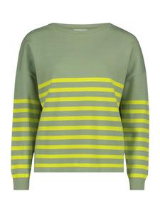 Вязаный свитер с вырезом-лодочкой в зелено-желтом цвете CARTOON