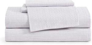 Tommy Hilfiger Комплект постельного белья Twin XL (203x274 см), синий клетчатый узор «Новая Англия». Включает простыню на резинке и наволочку. Изготовлен из хрустящего и удобного перкаля из гладкого хлопка, легкий и приятный на ощупь.