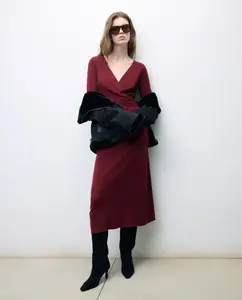 Вязаное платье на перекрестной застежке с бантом Tintoretto, бордовый