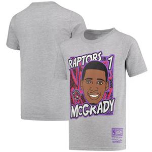 Молодежная футболка Mitchell & Ness Tracy McGrady Grey Toronto Raptors Hardwood Classics King of the Court Player Футболка Unbranded
