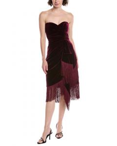 Тиа Розали Бархатное коктейльное платье Theia, красный