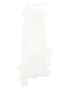 Кружевное платье мини с драпировкой Alessandra Rich, белый