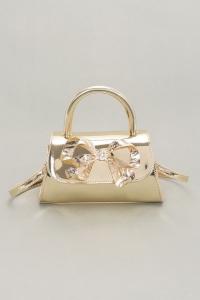 Сумка из искусственной зеркальной кожи с металлической ручкой сверху FASHNZFAB, золотой