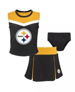 Черный комплект из трех предметов для девочек Pittsburgh Steelers Spirit Cheer Outerstuff