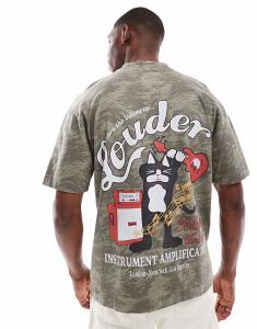 Футболка Hollister с принтом домашних животных, свободного кроя, зеленого цвета