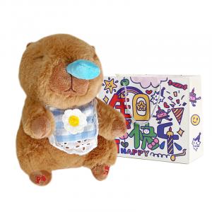 Поющая электрическая капибара плюшевая кукла высота 15см Whoops, Brown+High-End Shopping Bag