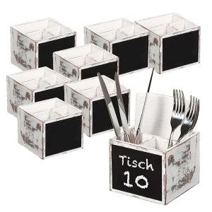 Kesper Набор столовых приборов, 8 предметов, 3 отделения и доска для рисования мелом - тополь - белый, в деревенском стиле