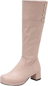 Женские высокие ботинки до колена с массивным каблуком, длинные ботильоны, осенняя и зимняя мода, обувь большого размера для женщин Generic, Pnnrk