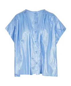 Хлопковая блузка с круглым вырезом 8Pm, синий