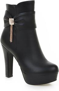 Женские ботильоны на платформе с кисточками, массивным каблуком-блоком и боковой молнией, с круглым носком, для девушек, для вечеринки и свиданий JMdfcqer, Black