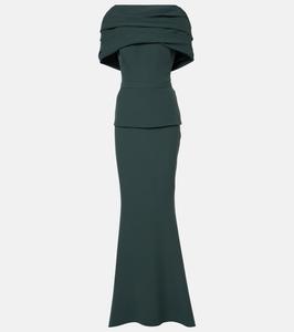 Платье из крепа с плиссировкой и накидкой Safiyaa, Darkest Spruce