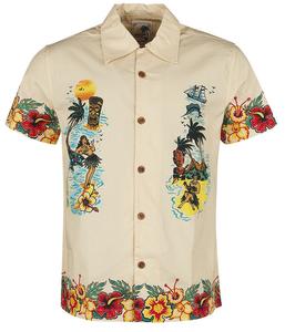 Рубашка с короткими рукавами King Kerosin Honolulu Tropical Hawaiian Style Shirt, натуральный