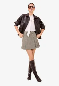 Мини-Юбка в стиле милитари стандартного кроя с пуговицами Lipsy, Brown Check