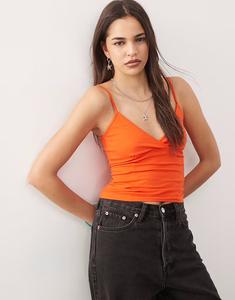 Топ Weekday с v-образным вырезом оранжевого цвета