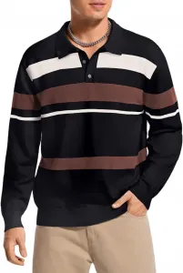 Поло свитер в полоску для мужчин, цветной блок, легкий с длинным рукавом ChiaoLezhee