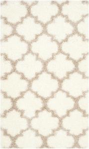 Ковер SAFAVIEH, 92 x 153 см, Montreal Shag Collection, цвета Ivory & Beige, узор Trellis, без линьки и прост в уходе, идеален для помещений с высокой проходимостью: прихожая, гостиная, спальня (SGM832F)