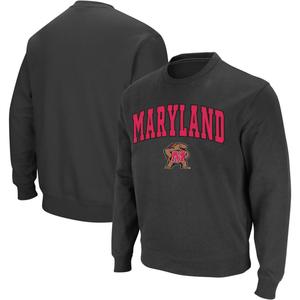 Мужской темно-серый свитшот с круглым вырезом Maryland Terrapins Arch & Logo Colosseum