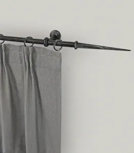 Карниз для штор GARESA "ESPERANCA", 1 направляющая, желаемая длина, комплект для штор в стиле рустик, выдвижной, кончик кнопки, с кольцами 380 см, Ø16мм, черный