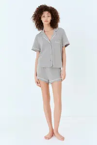 Пижама с топом и шортами H&M, зеленый