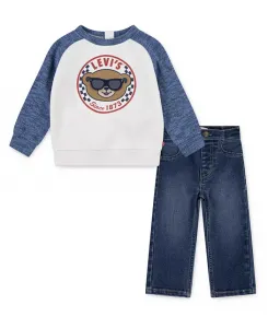 Комплект для мальчиков из мототолстовки и джинсов 2 предмета Levi'S, синий