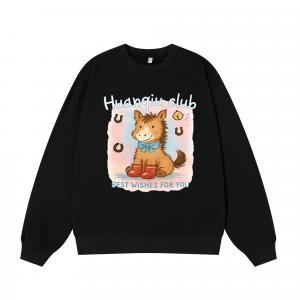 Свитшот с круглым вырезом Unisex HUANQIU, черный (fleece-lined)
