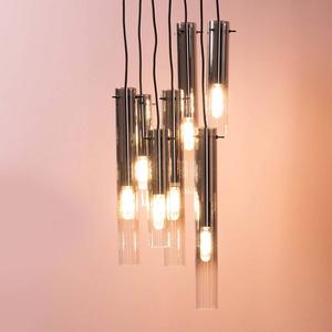 Подвесной светильник Brilliant Glasini Rund, железо / дымчатое стекло - черный - количество языков пламени: 7