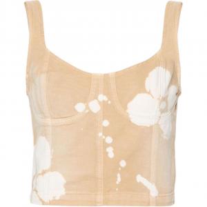 Msgm Женская майка-топ бежевого цвета, умеренно прямого кроя