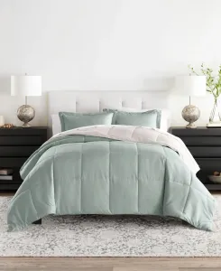 Комплект постельного белья из 2 предметов: легкое двустороннее одеяло с наполнителем, имитирующим пух, для всех сезонов, размер Twin/Twin XL Ienjoy Home, Eucalyptus, Natural