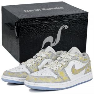 Jordan Кроссовки Air 1 износостойкие и легкие низкие винтажные баскетбольные унисекс золотисто-серые - золотисто-серые с подарочной коробкой 3, цвет Gold Gray-Gift Box 3