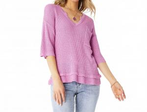 Мэвис V-образный вырез трикотажный топ с рукавом три четверти в сиреневом COCO + CARMEN