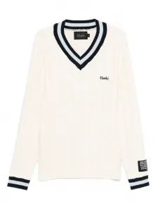 Свитер косой вязки с V-образным вырезом Ksubi, белый