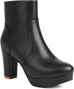 Женские ботильоны с толстой платформой и высоким каблуком, элегантные, с боковой молнией, круглым носком, зимние и осенние короткие JOEUSTY, Black