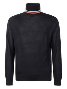 Полосатый свитер с высоким воротом от Paul Smith, черный