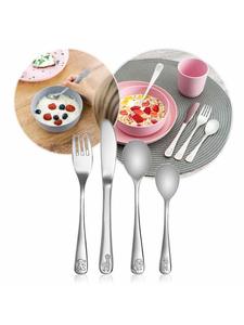 Набор столовых приборов из нержавеющей стали для роста, 4 предмета, подходит для детей с 12 месяцев Reer
