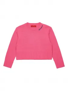 Свитер из смесовой шерсти с вышитым логотипом MAX&Co. Kids, розовый