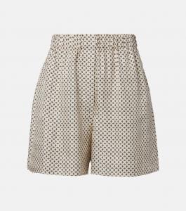 Бермуды Angelo из шелкового твила Loro Piana, Ivory Green Red