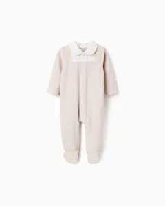 Бархатный комбинезон для мальчика с воротником Питер Пэн Zippy, бежевый