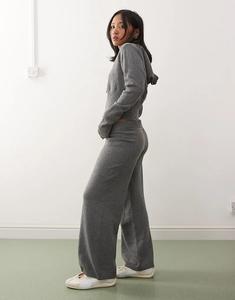 Широкие трикотажные брюки Noisy May Petite серого цвета
