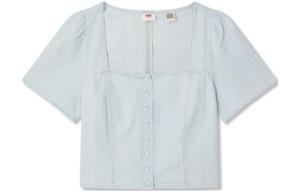 Блуза Pascale в полоску из денима Levis, синий белый stripes