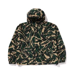 Bape Marbling Camo Bathing Ape Logo Нейлоновая Куртка с Капюшоном A BATHING APE, Зеленый GRX
