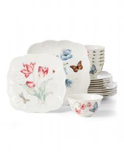Набор посуды Butterfly Meadow Square из 18 предметов, на 6 персон Lenox, Multi and White