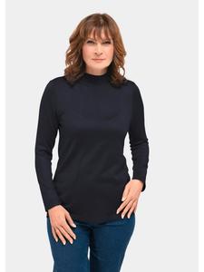 GOLDNER Пуловер с высоким воротником. Простой пуловер с высоким воротником темно-синего цвета