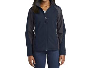 Двухцветная куртка из софтшелла в темно-синем и сером цвете Sport-Tek