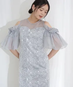 Платье из цветочного тюля, свадебное платье, вечернее платье Pourvous, цвет Light Gray