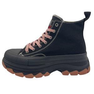 QIANJIN Высокие парусиновые туфли женские, черные