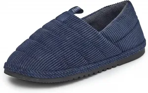 Стеганые вельветовые домашние тапочки для мужчин, мужские домашние тапочки с резиновой подошвой, тапочки на выход BORN, темно-синий