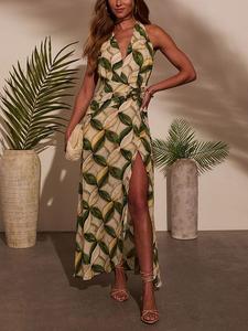 Длинное платье LA Angels, бежевый/темно-зеленый