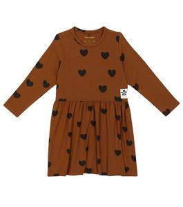 Платье Hearts из смесового лиоцелла Mini Rodini, коричневый