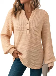 Женская футболка FMCHICO с длинным рукавом и V-образным вырезом