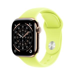 Умные часы Apple Watch Series 11 (GPS+Cellular), 42 мм, Gold Titanium Case/Neon Yellow Sport Band - M/L